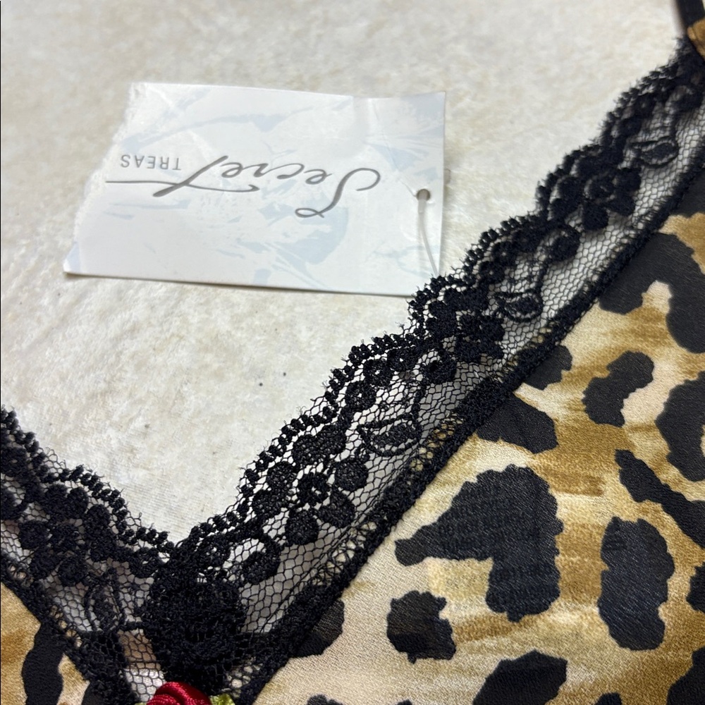 Vintage 90s/Y2K NWT Leopard Print Semi-Sheer Lace Cami and Pajama Pants Set❤️ - Picture 7 of 9